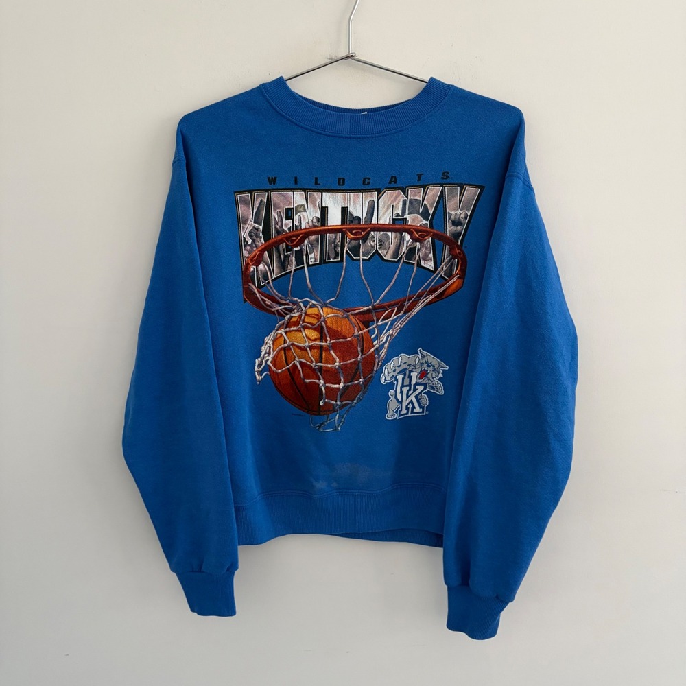 Vintage Lee Sport Kentucky Wildcats Basketball Sweatshirt Blue Large